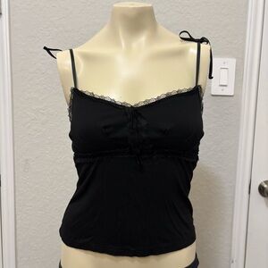 Whimsigoth Womens Lace Trim Tank Top Size Medium Babydoll Y2K Fairy Grunge Goth